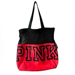 PINK Victoria's Secret Bold pink and Black Tote